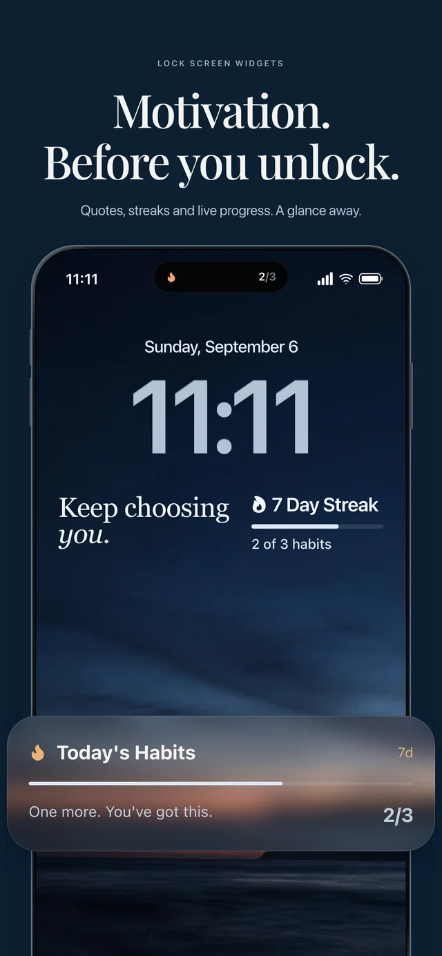 Motivational for iPhone — Before you unlock. The right words, always within reach.